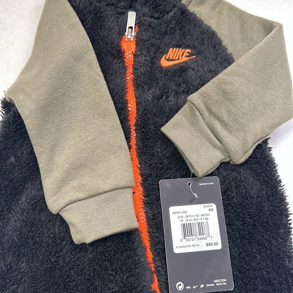 Nike Baby Fleece Bodysuit Size 6 Months Full Zip NWT - Picture 3 of 11